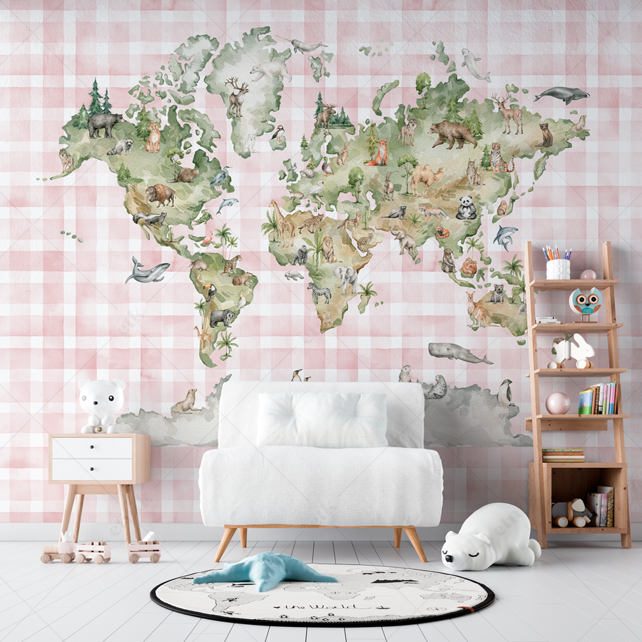 WALLS-009-World Map Trendy1