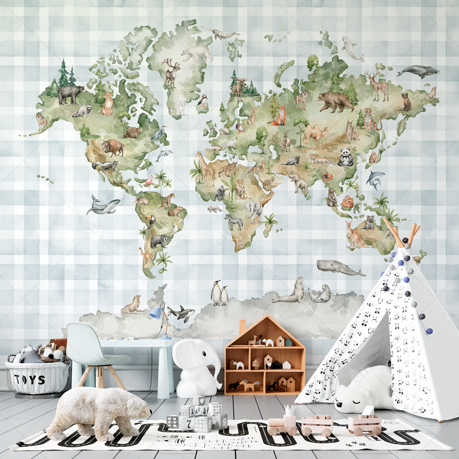 WALLS-009-World Map Trendy8