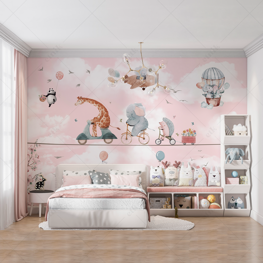 Animalitos-Triciclo-Cielo-Rosado-cuarto-niña-juguetes-WEBz