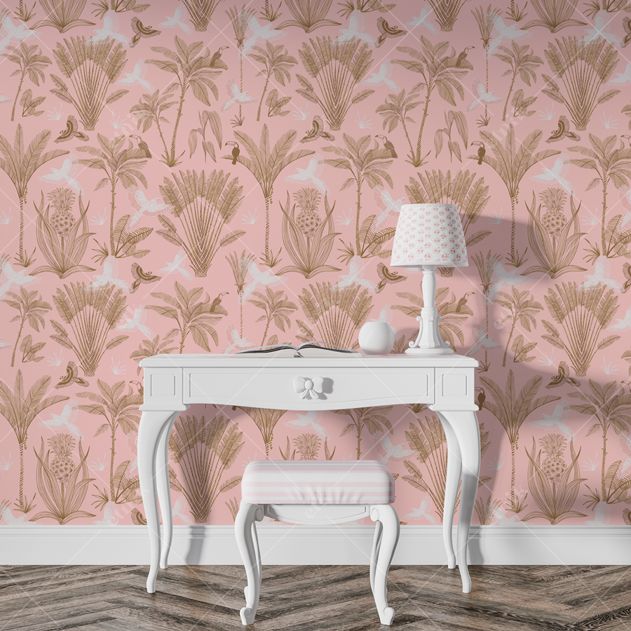 Tropical-Rosado-Guacamayo-tocador-blanco-vintage-WEBz