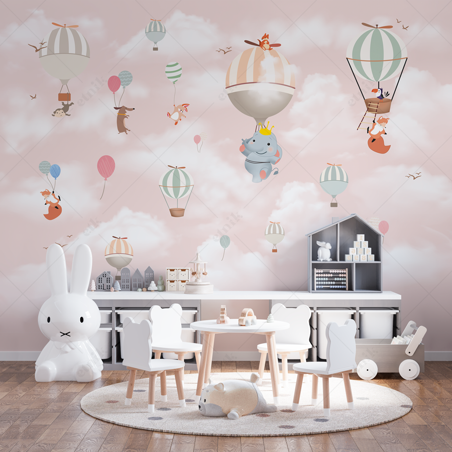 Elephant-Globos-Aerostát-sala-juegos-Rosado-WEBz